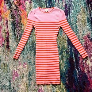 Dee Elly pink and orange striped sweater dress - Small